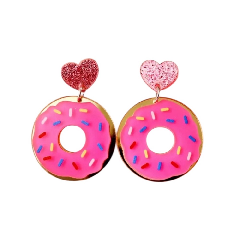 Pink Sprinkle Donut Dangle Earrings